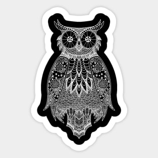 Owl Lineart White Sticker